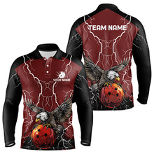 Load image into Gallery viewer, Men&#39;s bowling Polo, Quarter Zip shirts Custom Eagle bowling lightning storm team league jerseys | Red NQS9781