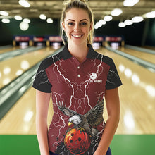 Load image into Gallery viewer, Women bowling Polo, Quarter Zip shirts Custom Eagle bowling lightning storm team league jerseys | Red NQS9781