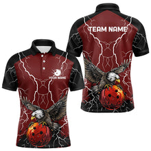 Load image into Gallery viewer, Men&#39;s bowling Polo, Quarter Zip shirts Custom Eagle bowling lightning storm team league jerseys | Red NQS9781