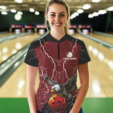 Load image into Gallery viewer, Women bowling Polo, Quarter Zip shirts Custom Eagle bowling lightning storm team league jerseys | Red NQS9781