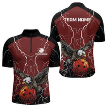 Load image into Gallery viewer, Men&#39;s bowling Polo, Quarter Zip shirts Custom Eagle bowling lightning storm team league jerseys | Red NQS9781