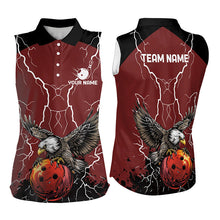 Load image into Gallery viewer, Women bowling Sleeveless Polo shirts Custom Eagle bowling lightning storm team league jerseys | Red NQS9781