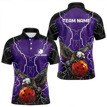 Load image into Gallery viewer, Men's bowling Polo, Quarter Zip shirt Custom Eagle bowling lightning storm team league jersey | Purple NQS9782