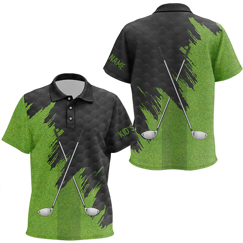 Black and Green golf clubs custom name Kid golf polos shirt, team golf tops for Kid NQS7538
