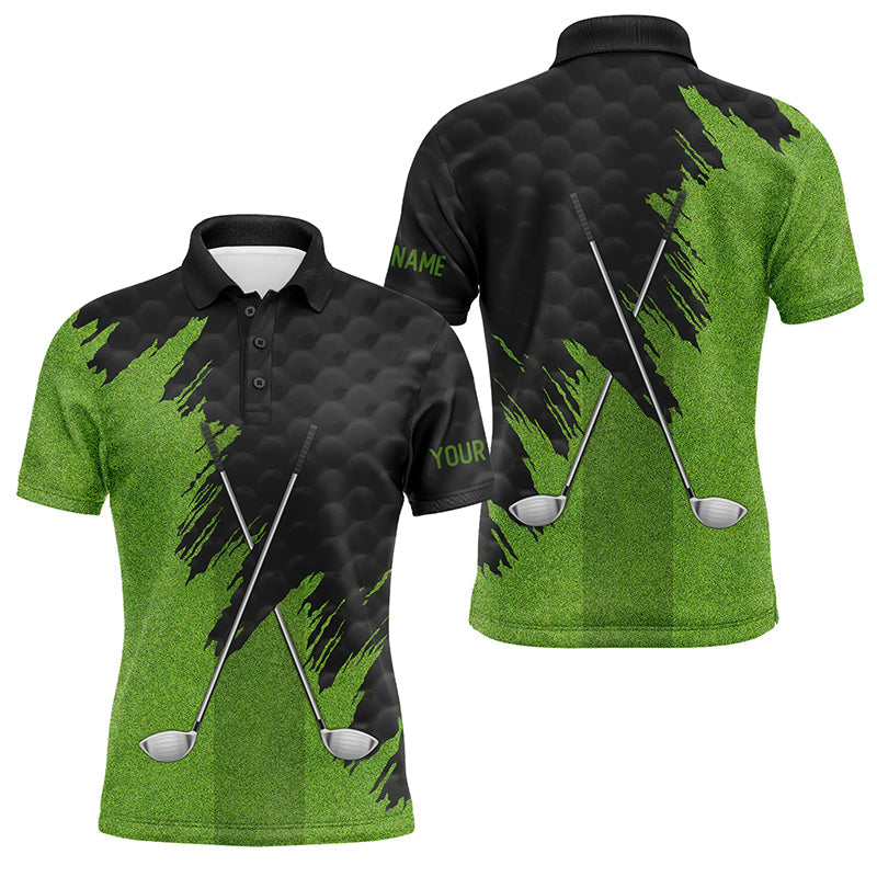 Black and Green golf clubs custom name Mens golf polo shirts, team mens golf tops NQS7538