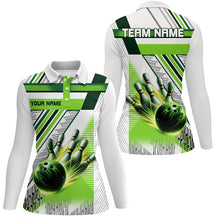 Load image into Gallery viewer, Green and white bowling shirts for womens Custom team league bowling jerseys, gifts for bowlers NQS7539