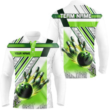 Load image into Gallery viewer, Green and white bowling shirts for Men Custom team league bowling jerseys, gifts for bowlers NQS7539