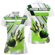 Load image into Gallery viewer, Green and white bowling shirts for womens Custom team league bowling jerseys, gifts for bowlers NQS7539