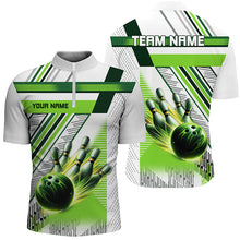 Load image into Gallery viewer, Green and white bowling shirts for Men Custom team league bowling jerseys, gifts for bowlers NQS7539