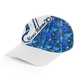 Blue camo fish hook fishing Custom fishing hat Unisex Fishing Baseball Angler hat cap NQS1888