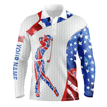 Load image into Gallery viewer, Personalized Watercolor American flag patriot golf white mens golf polo shirts custom gifts for men NQS5563