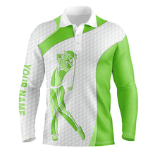 Load image into Gallery viewer, Golf white mens golf polo shirts - golf gifts for men custom name best mens golf wears | Green NQS5565