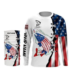 Salmon fishing legend American flag patriotic UV protection Customize long sleeves fishing shirts NQS5568