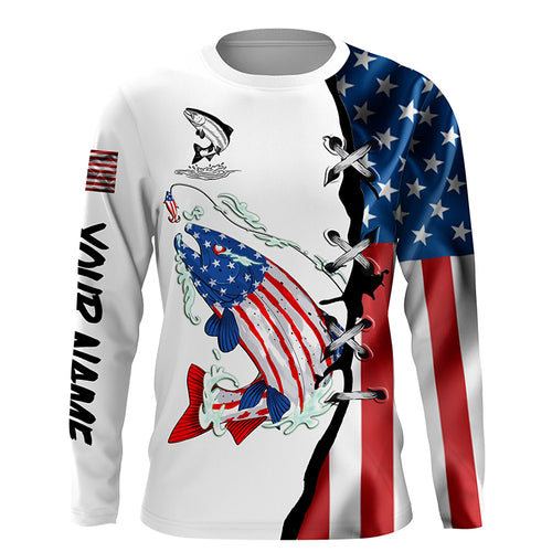 Salmon fishing legend American flag patriotic UV protection Customize long sleeves fishing shirts NQS5568