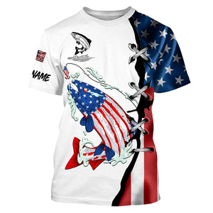 Salmon fishing legend American flag patriotic UV protection Customize long sleeves fishing shirts NQS5568