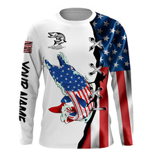 Load image into Gallery viewer, Musky fishing legend American flag patriotic UV protection Customize long sleeves fishing shirts NQS5567