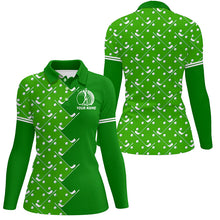 Load image into Gallery viewer, Womens golf polo shirts custom Green golf pattern women&#39;s golf clothing, unique golf gifts NQS8129