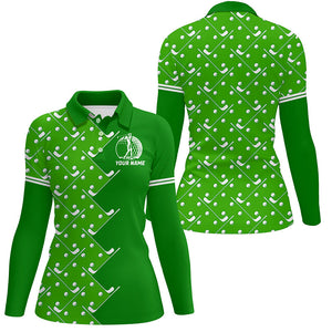 Womens golf polo shirts custom Green golf pattern women's golf clothing, unique golf gifts NQS8129