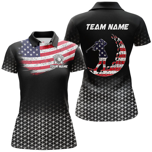 Womens golf polo shirts custom American Flag patriotic team ladies golf outfits, best golf gifts NQS8132