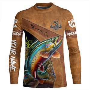 Brook trout fishing UV protection custom name fishing shirts, performance shirts for men, women, kid NQS6229