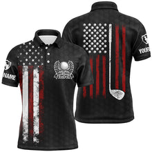 Load image into Gallery viewer, Vintage American flag black Mens golf polo shirts custom patriotic golf clubs best men golf wear NQS6241