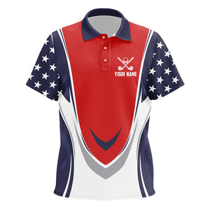 Red, white and blue American Flag Kid golf polo shirt custom patriotic kids golf shirts NQS8361