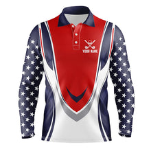 Load image into Gallery viewer, Red, white and blue American Flag Men golf polo shirts custom patriotic golf attire for men NQS8361