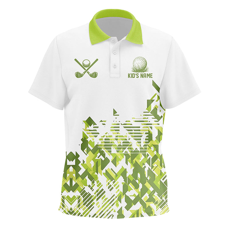 White and Green camo Kid golf polo shirt custom golf shirts for Kid, children's golf clothes NQS8364