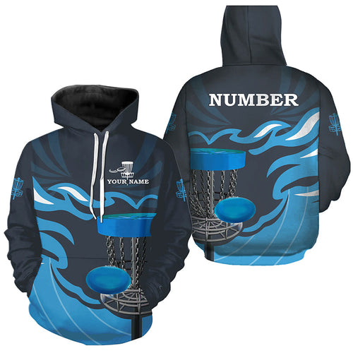 Retro disc golf Hoodies custom name and number team frisbee golf hoodie jerseys | Blue NQS8810