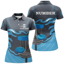 Load image into Gallery viewer, Retro disc golf polo shirt for women custom name and number team frisbee golf jerseys | Blue NQS8810