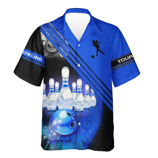 Custom Hawaiian bowling shirt for bowling – personalized team jersey front view