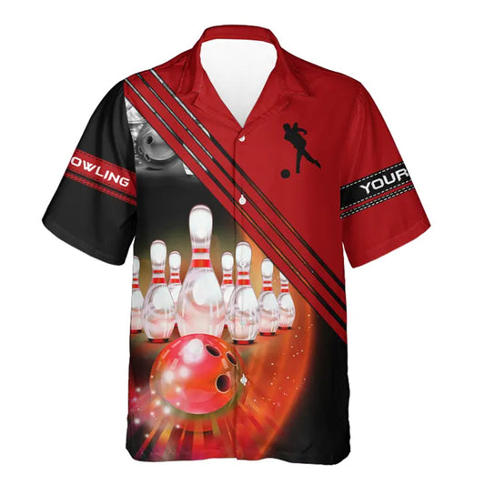 Custom Hawaiian bowling shirt for bowling – personalized team jersey front view