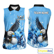 Load image into Gallery viewer, Blue Eagle Women Sleeveless polo shirt Custom Team Ladies Golf Outfit, Gift For Golf Lovers NQS11340