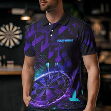 Load image into Gallery viewer, Men Darts Polo, Quarter Zip shirts Custom purple blue abstract Darts Team Jerseys, Darts gifts NQS9449