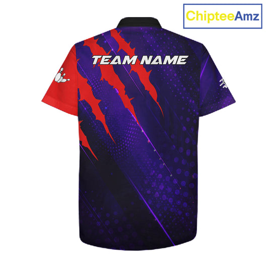 Personalized bowling Hawaiian shirt custom purple and red team bowling jerseys, gift for bowlers NQS11554