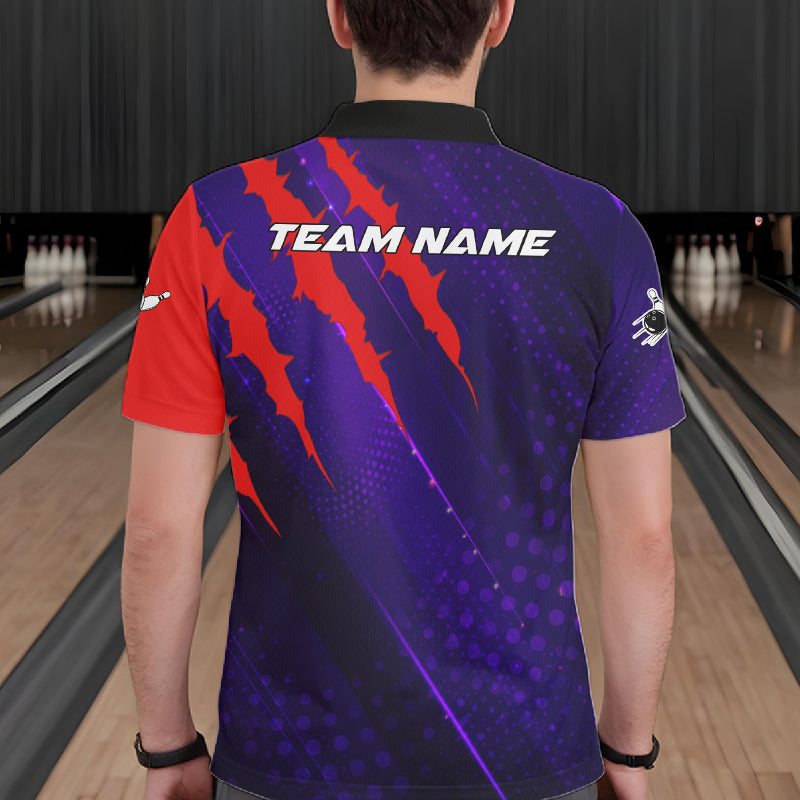 Personalized bowling shirts for men custom purple and red team bowling jerseys, gift for bowlers NQS11554