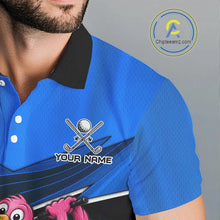 Load image into Gallery viewer, Funny Flamingo Blue Golf Polo Shirts For Men Custom Flamingo Team mens golf tops, funny golf gifts NQS11676