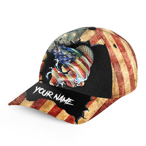 Walleye Fishing 3D American Flag Custom fishing hat Unisex Fishing Baseball Angler hat NQS3120