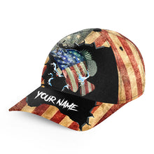 Load image into Gallery viewer, Crappie Fishing 3D American Flag Custom fishing hat Unisex Fishing Baseball Angler hat NQS3121