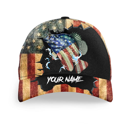 Crappie Fishing 3D American Flag Custom fishing hat Unisex Fishing Baseball Angler hat NQS3121