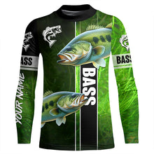 Load image into Gallery viewer, Largemouth Bass Fishing green Customize Name Long Sleeve Fishing Shirts, personalized fishing gifts NQS1725