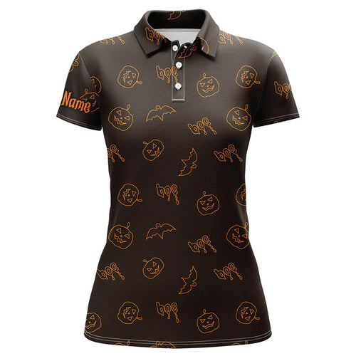 Halloween pumpkin pattern custom Womens golf polo shirts, Halloween golf gifts for ladies NQS8141