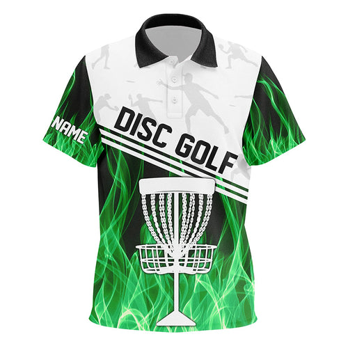 Green Flame Kid disc golf polo shirt custom disc golf jerseys frisbee golf shirt NQS8370