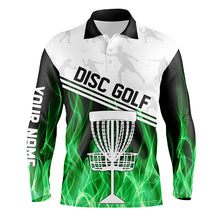 Load image into Gallery viewer, Green Flame Men disc golf polo shirts custom disc golf jerseys frisbee golf shirt NQS8370