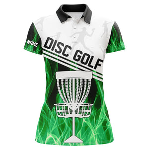 Green Flame Women disc golf polo shirts custom disc golf jerseys frisbee golf shirt NQS8370