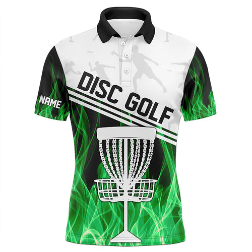 Green Flame Men disc golf polo shirts custom disc golf jerseys frisbee golf shirt NQS8370