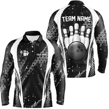 Load image into Gallery viewer, Black and White Grunge Retro Bowling Shirts For Men Custom Team Bowling League Jerseys NQS8371