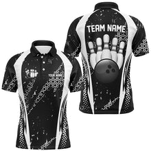 Load image into Gallery viewer, Black and White Grunge Retro Bowling Shirts For Men Custom Team Bowling League Jerseys NQS8371