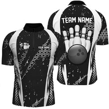 Load image into Gallery viewer, Black and White Grunge Retro Bowling Shirts For Men Custom Team Bowling League Jerseys NQS8371
