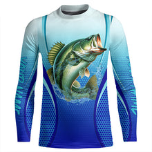 Load image into Gallery viewer, Largemouth bass Fishing blue camo Bass jersey custom name long sleeves shirts fishing apparel NQS2313